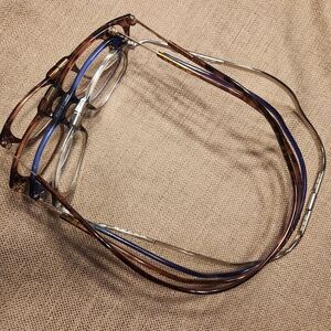 4 Pc CLIC 1.75 Strength Readers Brown and Blue Women's Glasses